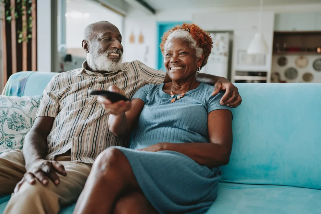 Older couple watching TV