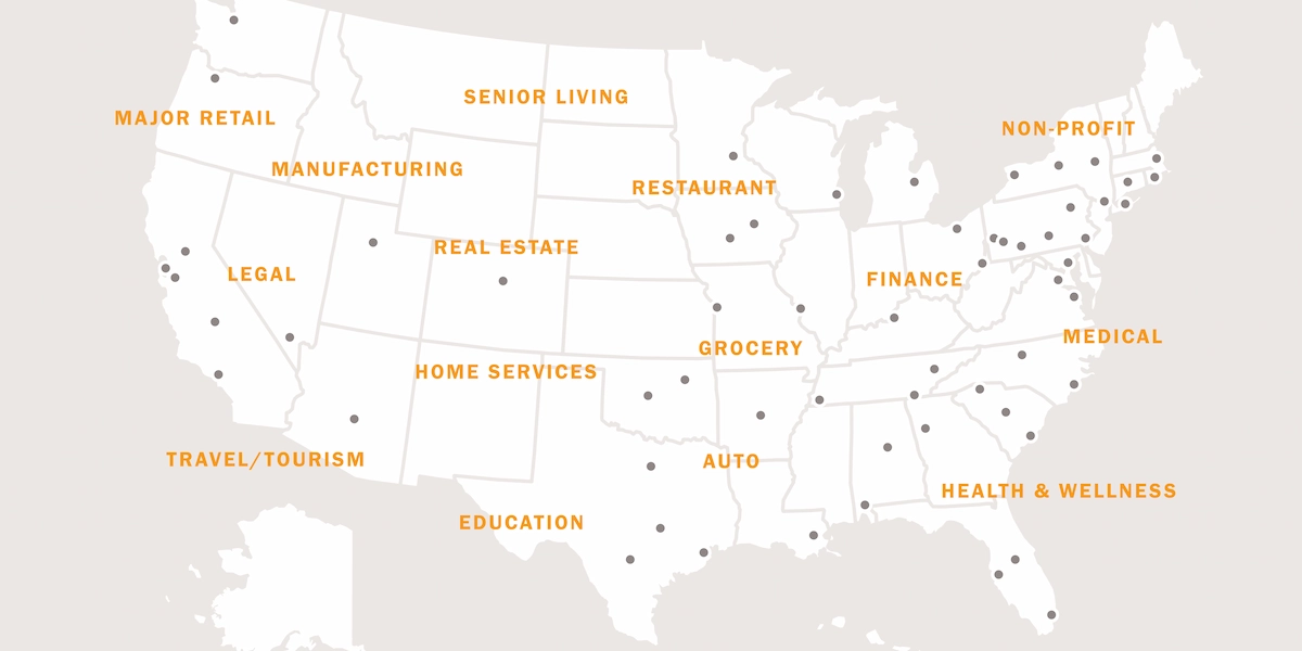 DMA locations dots on a map