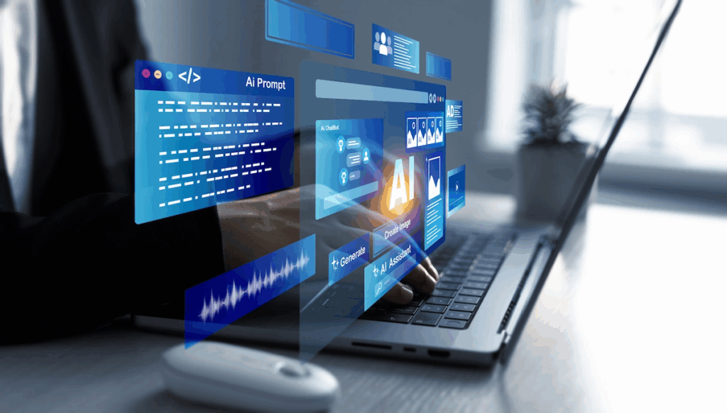 Chat GPT-5 is here. Image depicting AI overlay on computer