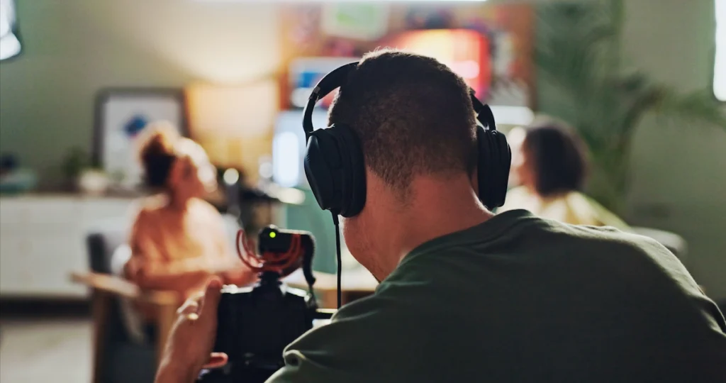 Podcaster content creator filming content