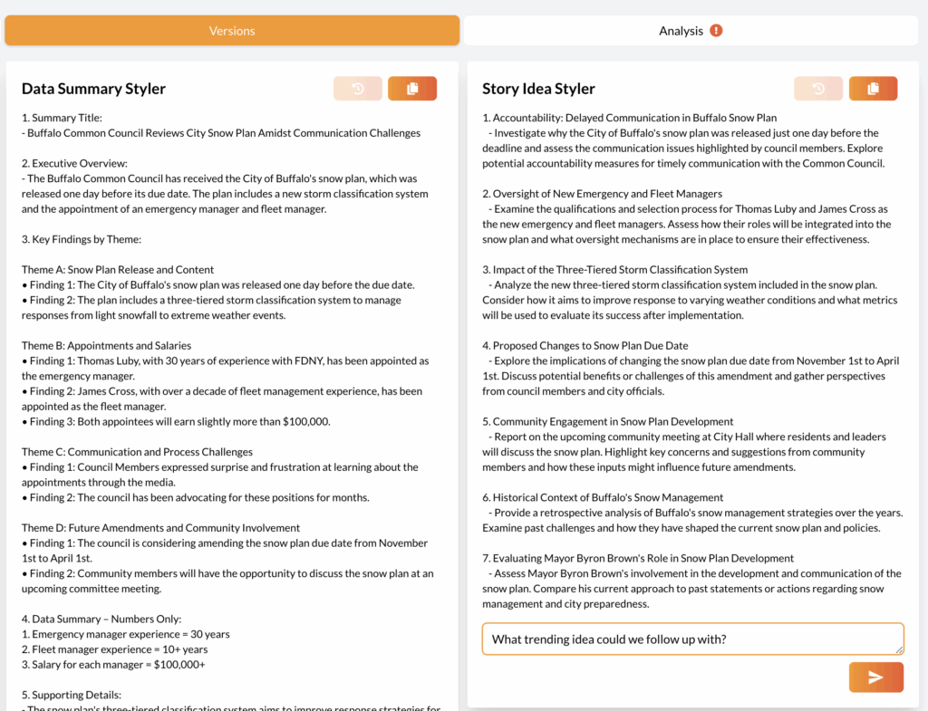Story Ideas in Collaborator Publisher